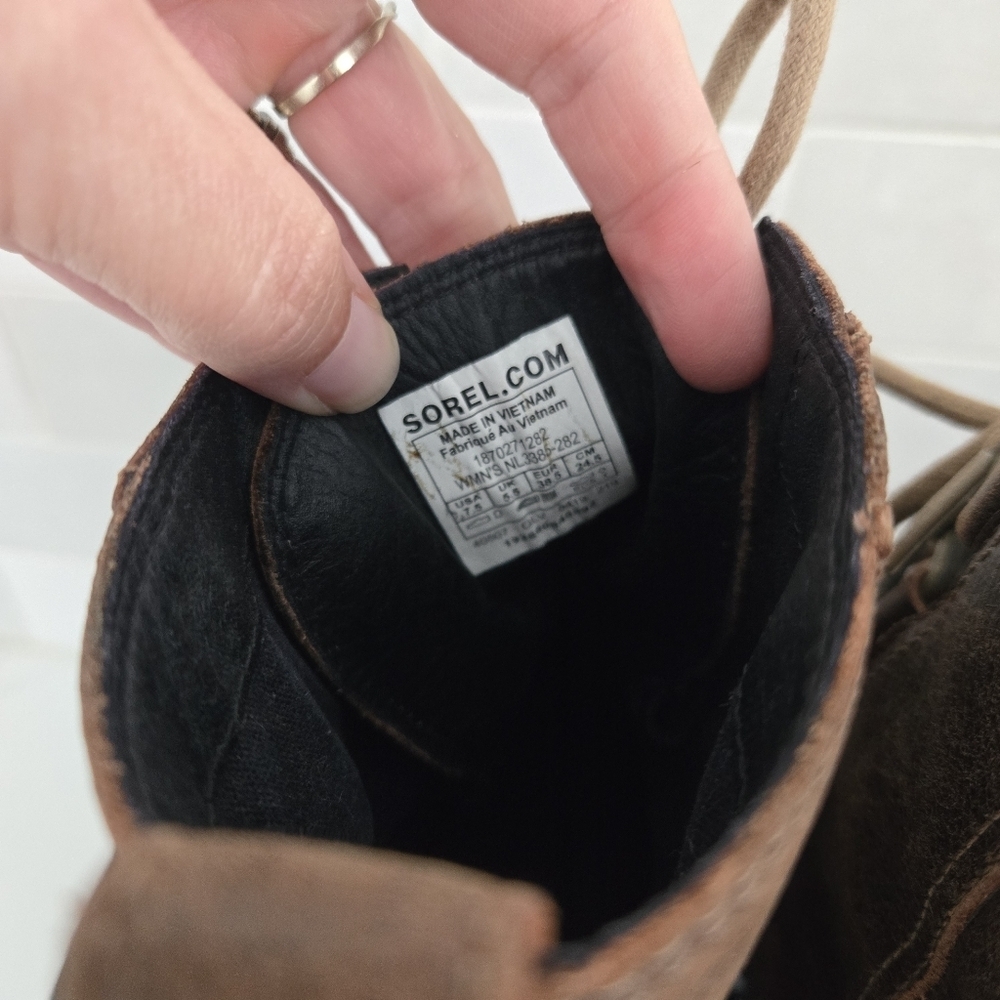 Sorel Cate Lace-Up NL3385-282 Brown Leather Waterproof Winter Boots Size 7.5 - Picture 5 of 7